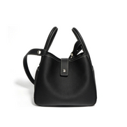 Bolsa feminina média em couro genuíno preta com nécessaire - Sereinna
