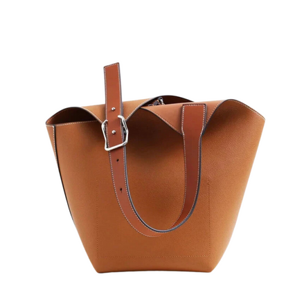 Bolsa feminina grande em couro genuíno caramelo com Organizador Interno  - Sereinna
