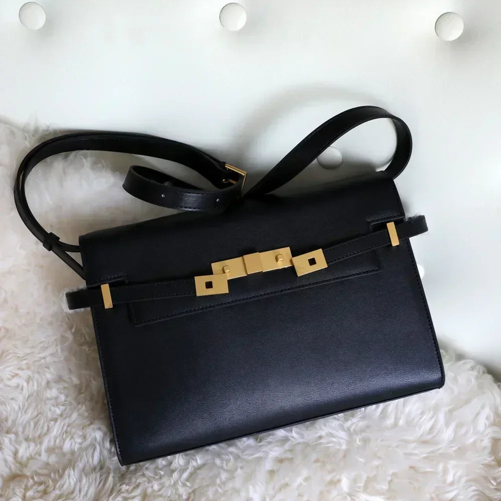 Autumn New Genuine Leather Women Shoulder Bags 2024 High Quality Retro Handbags Ladies Messenger Bag Day Clutches Black Brown