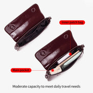 Fashion ladies shiny crossbody bag stylish elegant shoulder bag wine red small underarm bag versatile solid color clutch bag