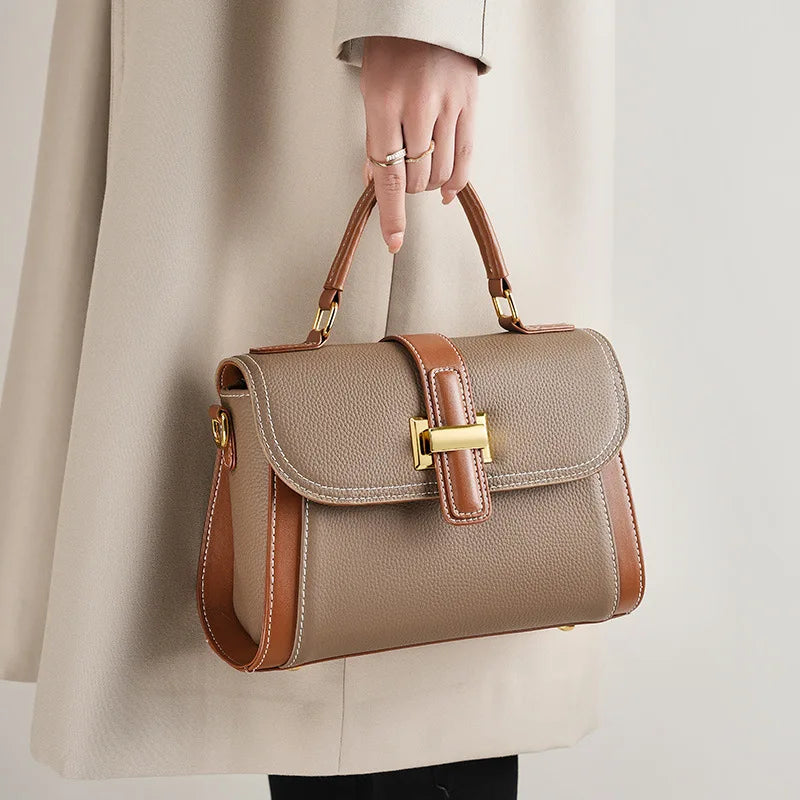 Luxury Handbags Female Crossbody Bags Small Square Shoulder Bag Mom Women Bags New Fashion 2025 Genuine Cowhide Leather Satchel