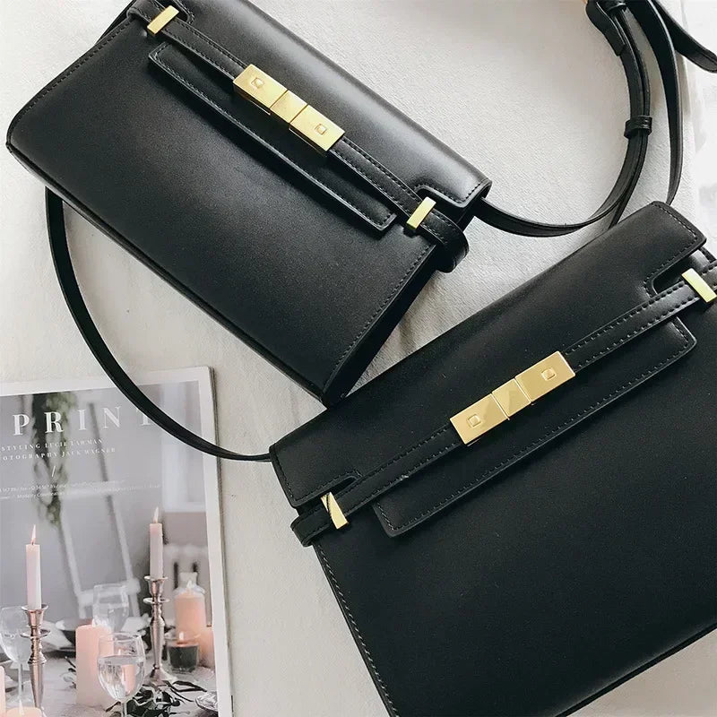 Autumn New Genuine Leather Women Shoulder Bags 2024 High Quality Retro Handbags Ladies Messenger Bag Day Clutches Black Brown