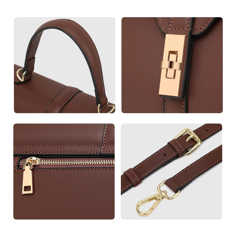 Aidrani Genuine Leather Women's Handbag New Trendy 2026 High Texture Stylish Bag Fashion Cowhide Shoulder Bag