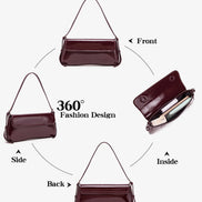 Fashion ladies shiny crossbody bag stylish elegant shoulder bag wine red small underarm bag versatile solid color clutch bag