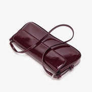 Fashion ladies shiny crossbody bag stylish elegant shoulder bag wine red small underarm bag versatile solid color clutch bag