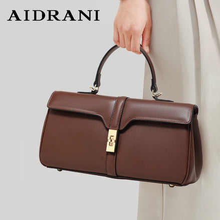 Aidrani Genuine Leather Women's Handbag New Trendy 2026 High Texture Stylish Bag Fashion Cowhide Shoulder Bag