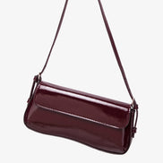 Fashion ladies shiny crossbody bag stylish elegant shoulder bag wine red small underarm bag versatile solid color clutch bag