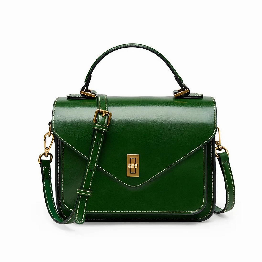 Bolsa feminina pequena em couro genuíno split verde - Sereinna
