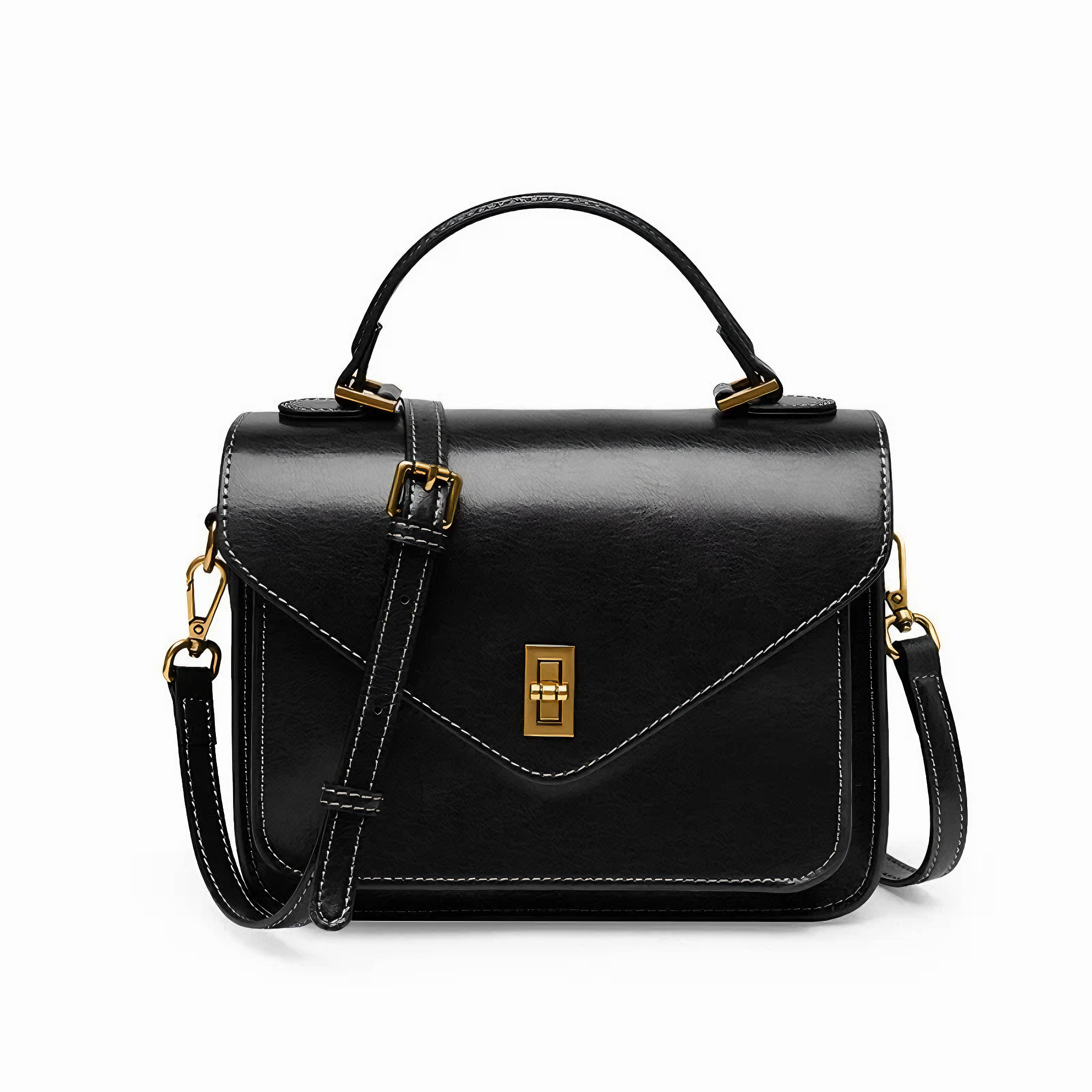 Bolsa feminina pequena em couro genuíno split preta - Sereinna