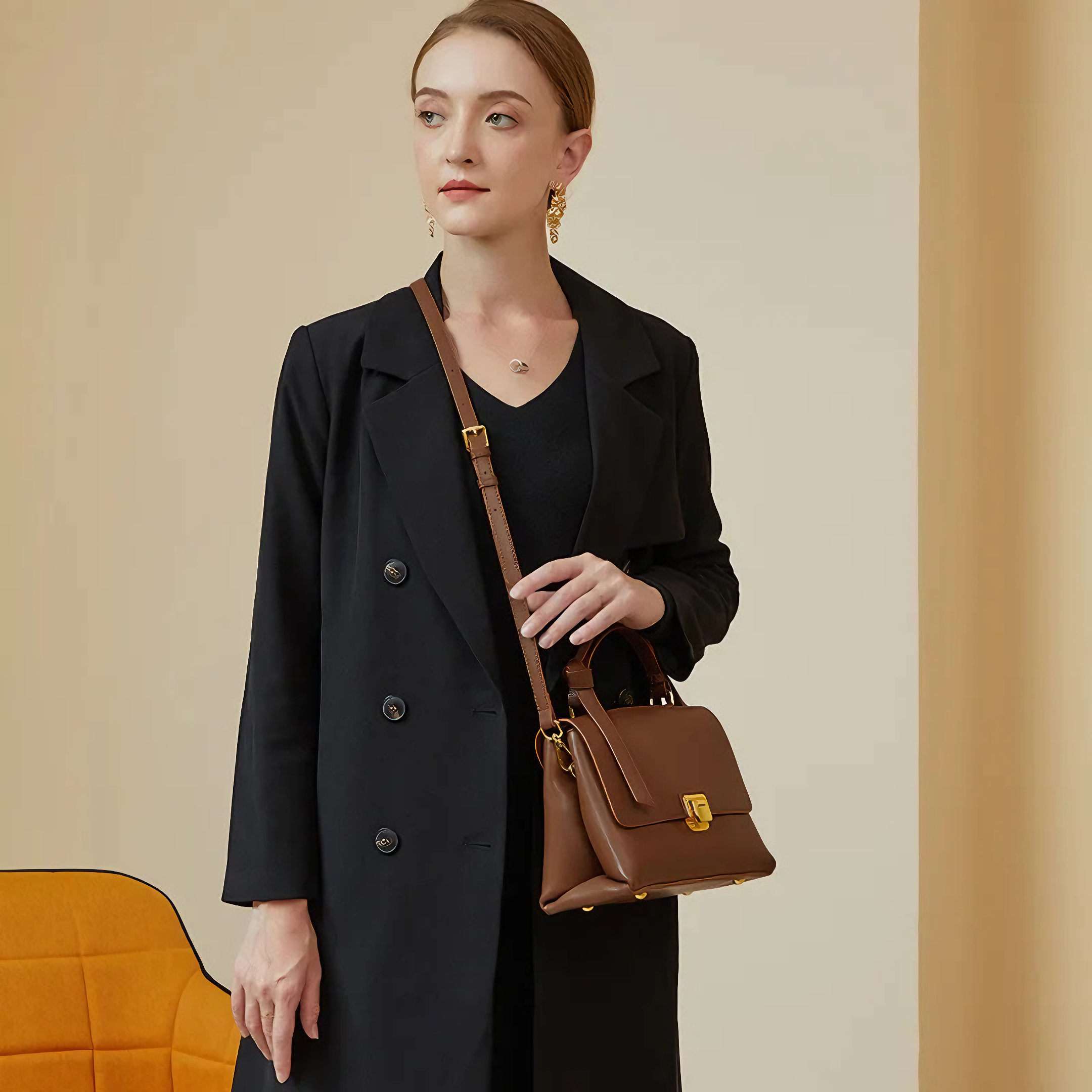 Bolsa Feminina Pequena em Couro Split Marrom - Sereinna