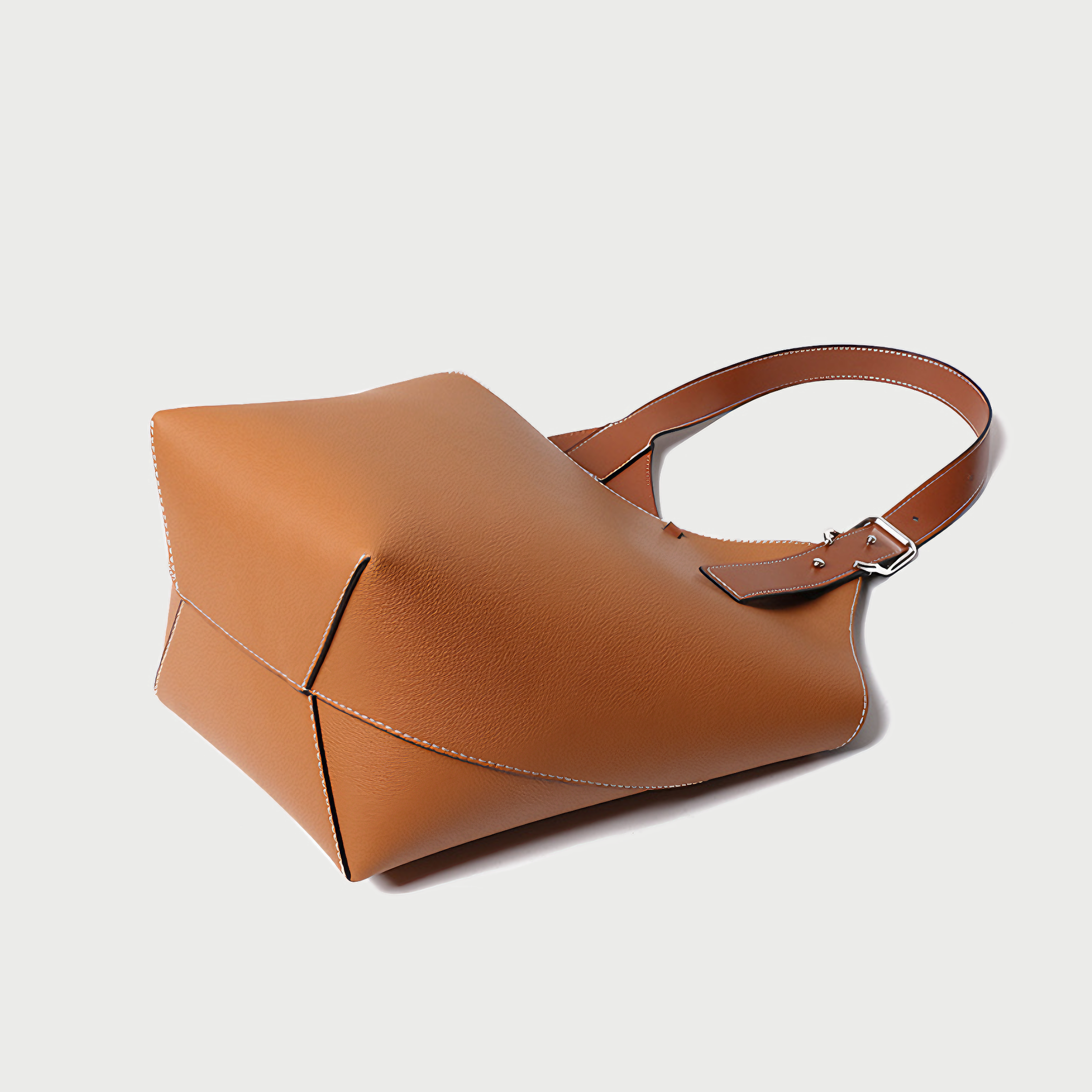 Bolsa feminina grande em couro genuíno caramelo com Organizador Interno  - Sereinna