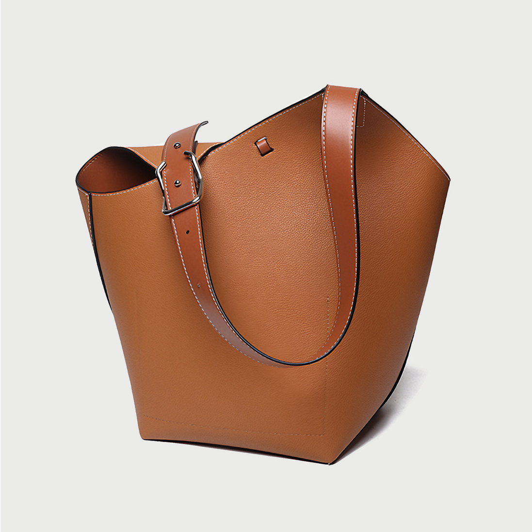 Bolsa feminina grande em couro genuíno caramelo com Organizador Interno  - Sereinna