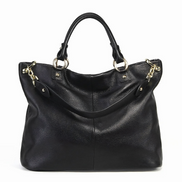 Bolsa Feminina Grande em Couro Genuíno Preta - Sereinna