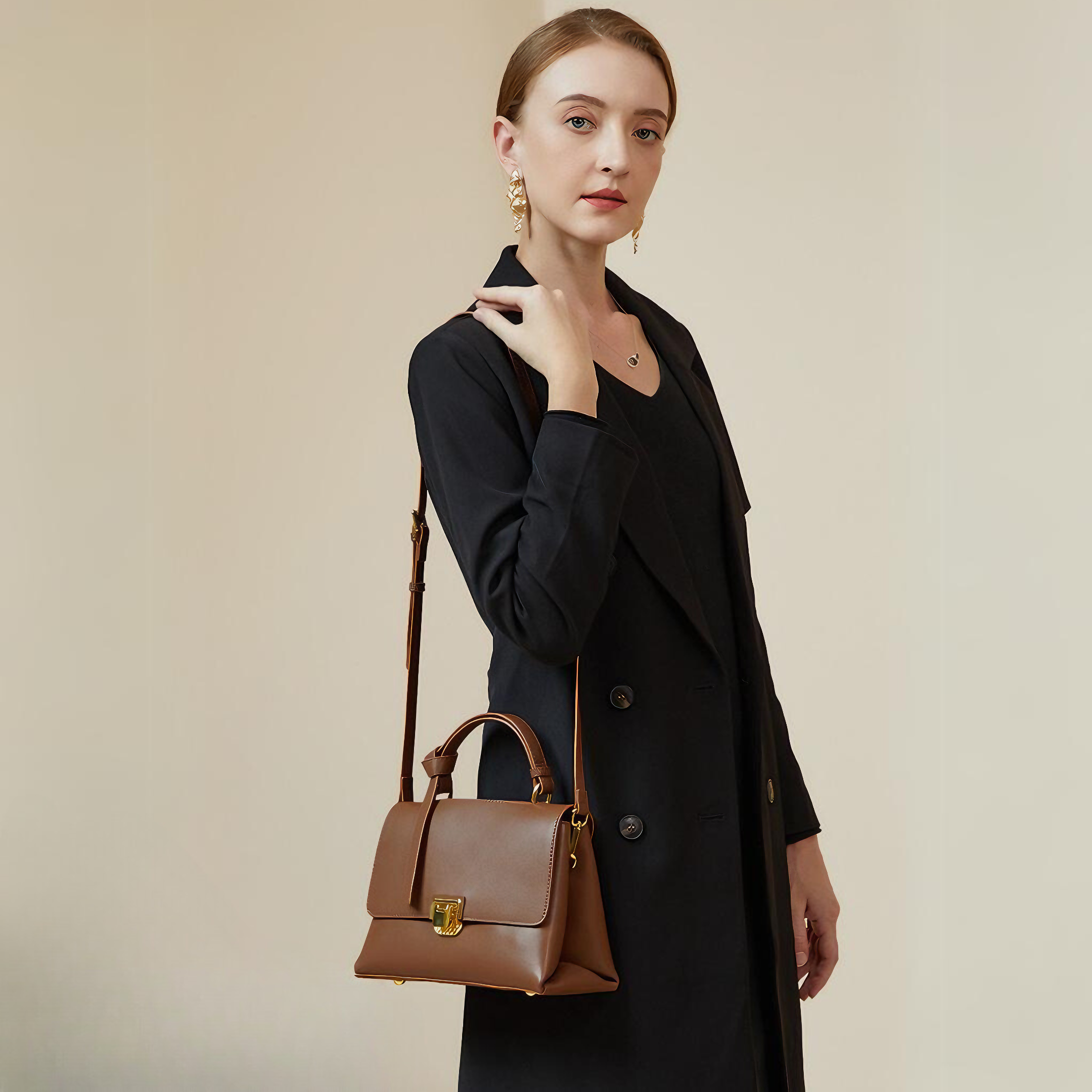 Bolsa Feminina Pequena em Couro Split Marrom - Sereinna