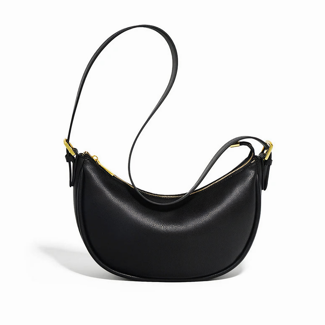 Bolsa feminina média em couro genuíno split preta - Sereinna