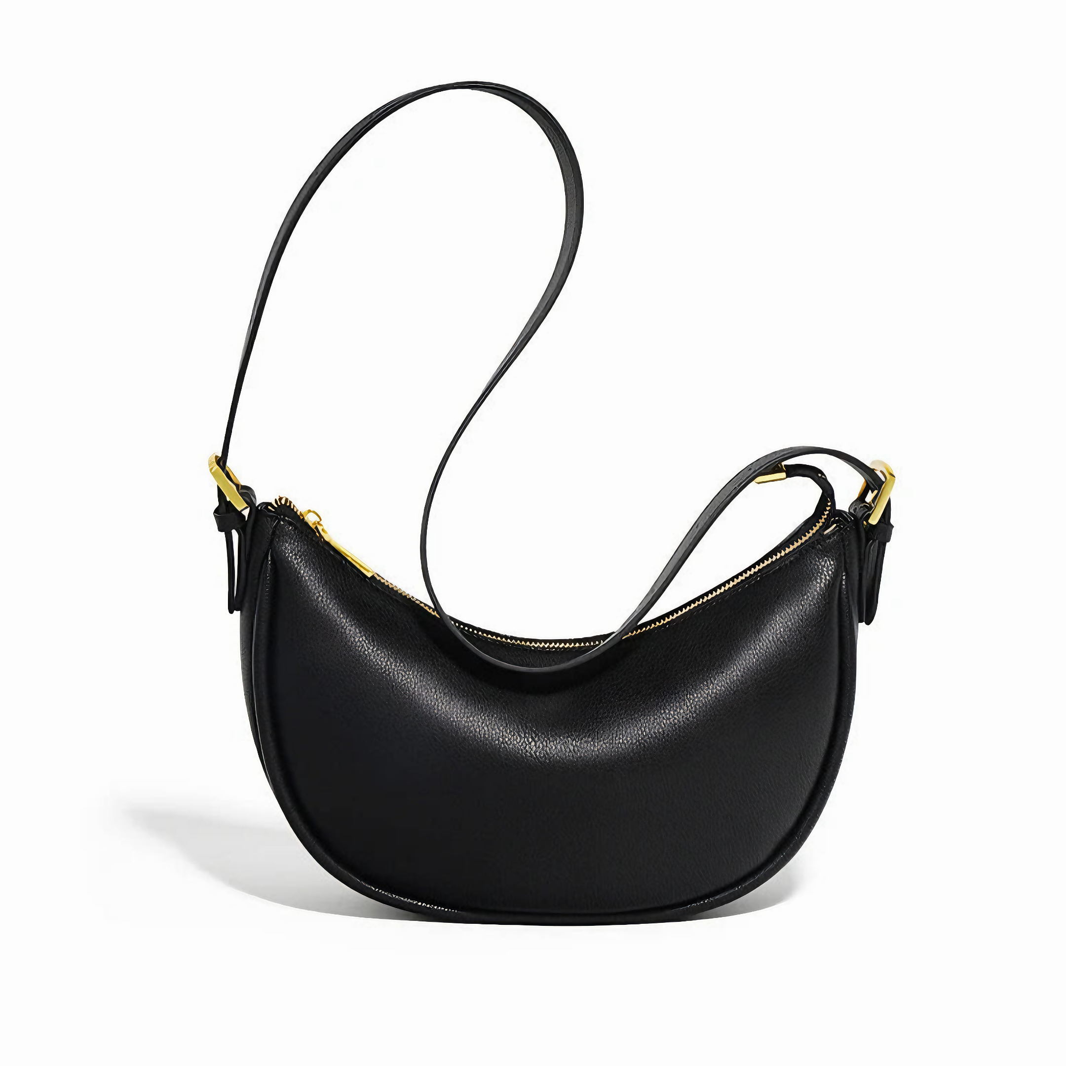 Bolsa feminina média em couro genuíno split preta - Sereinna