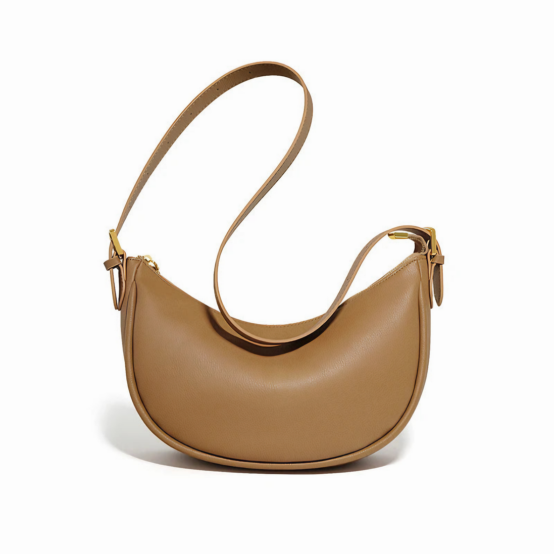 Bolsa feminina média em couro genuíno split caqui - Sereinna