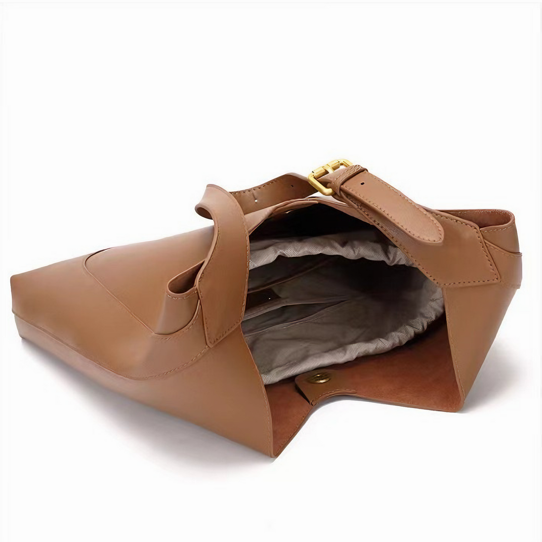 Bolsa Grande de Couro Split Marrom com Organizador Interno - Sereinna