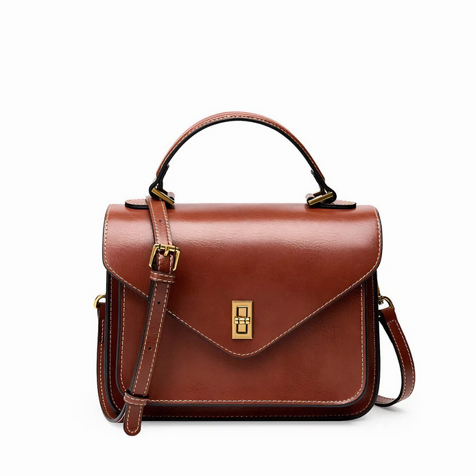 Bolsa feminina pequena em couro genuíno split marrom - Sereinna