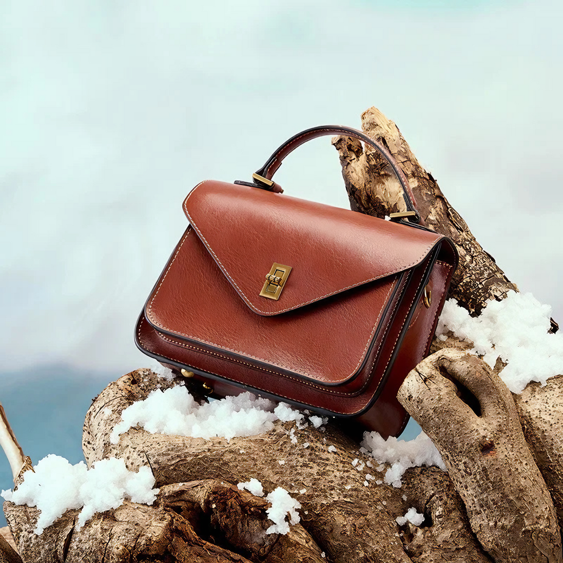 Bolsa feminina pequena em couro genuíno split marrom - Sereinna