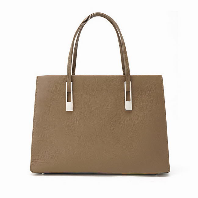 Bolsa feminina grande em couro genuíno cinza - Sereinna