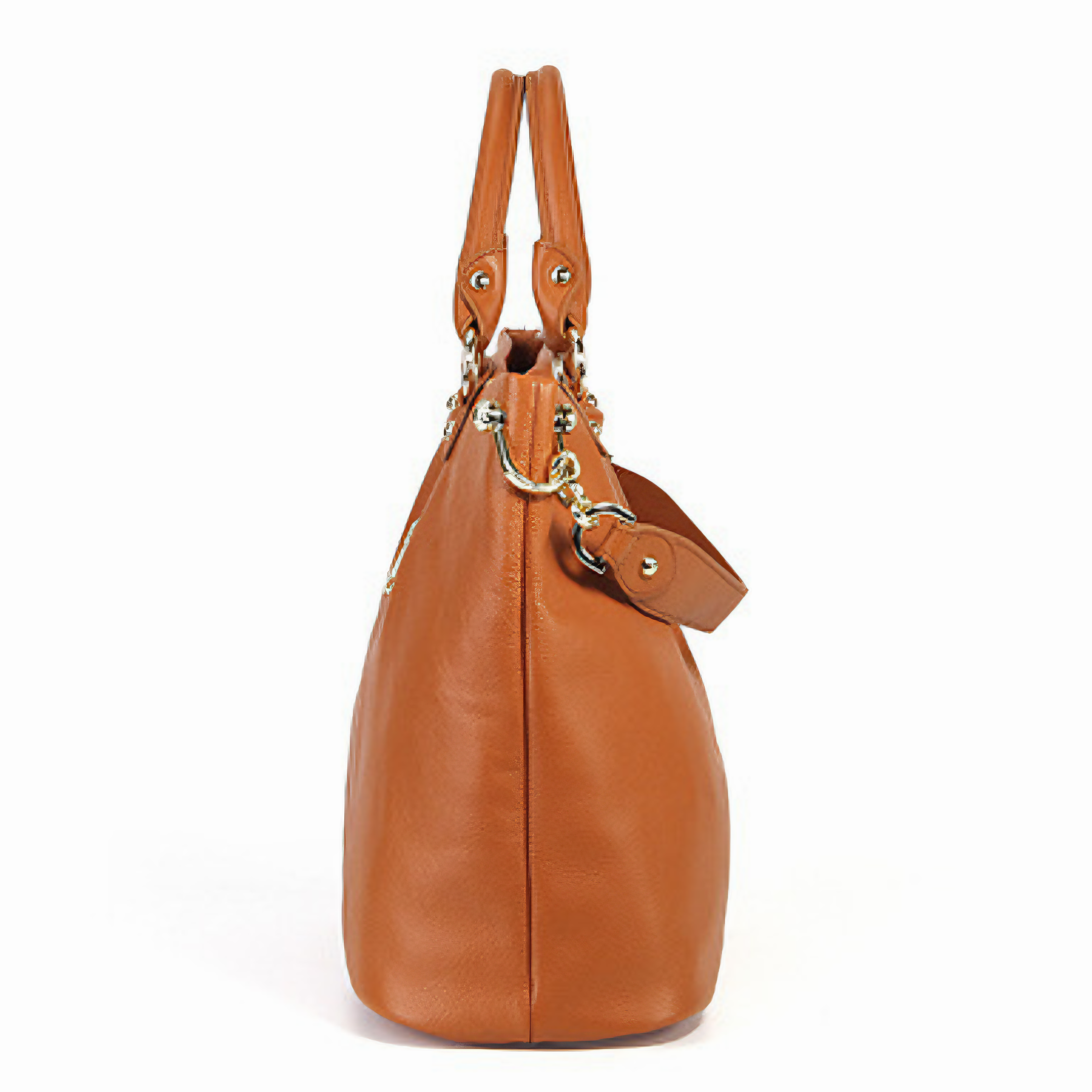 Bolsa Feminina Grande em Couro Genuíno Caramelo - Sereinna