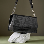 Bolsa feminina pequena em couro genuíno split preta - Sereinna