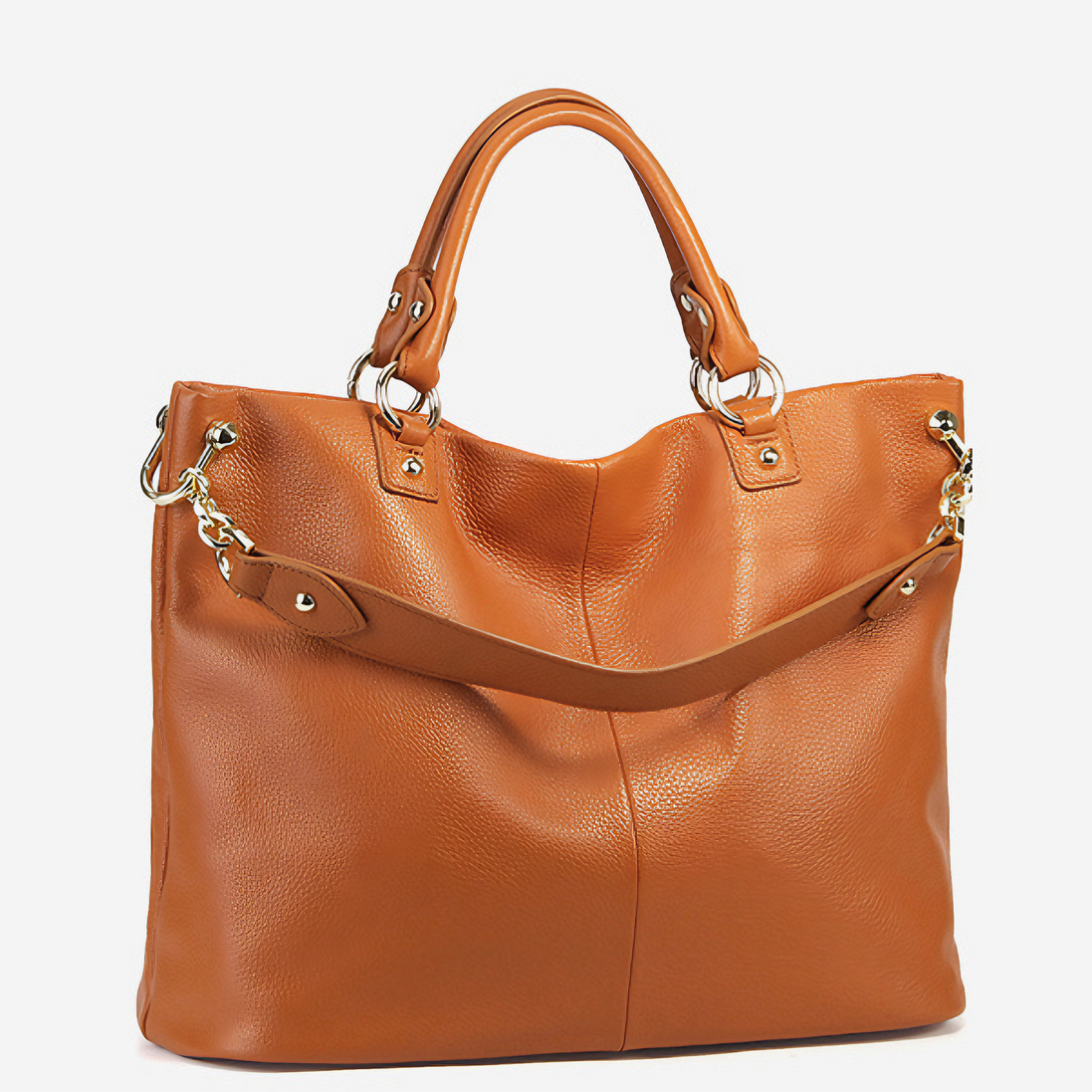 Bolsa Feminina Grande em Couro Genuíno Caramelo - Sereinna