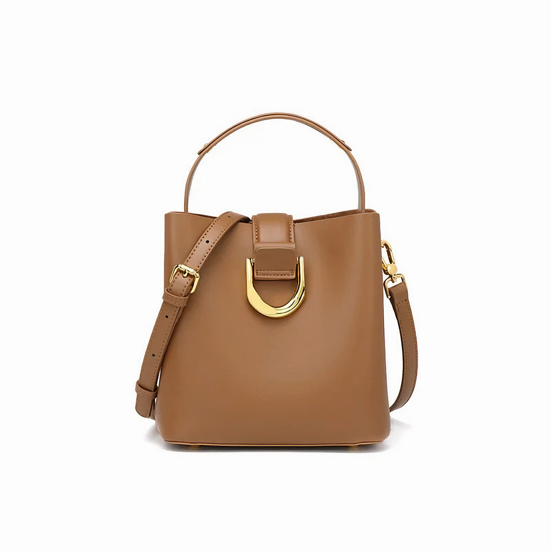 Bolsa feminina pequena em couro genuíno caramelo - Sereinna