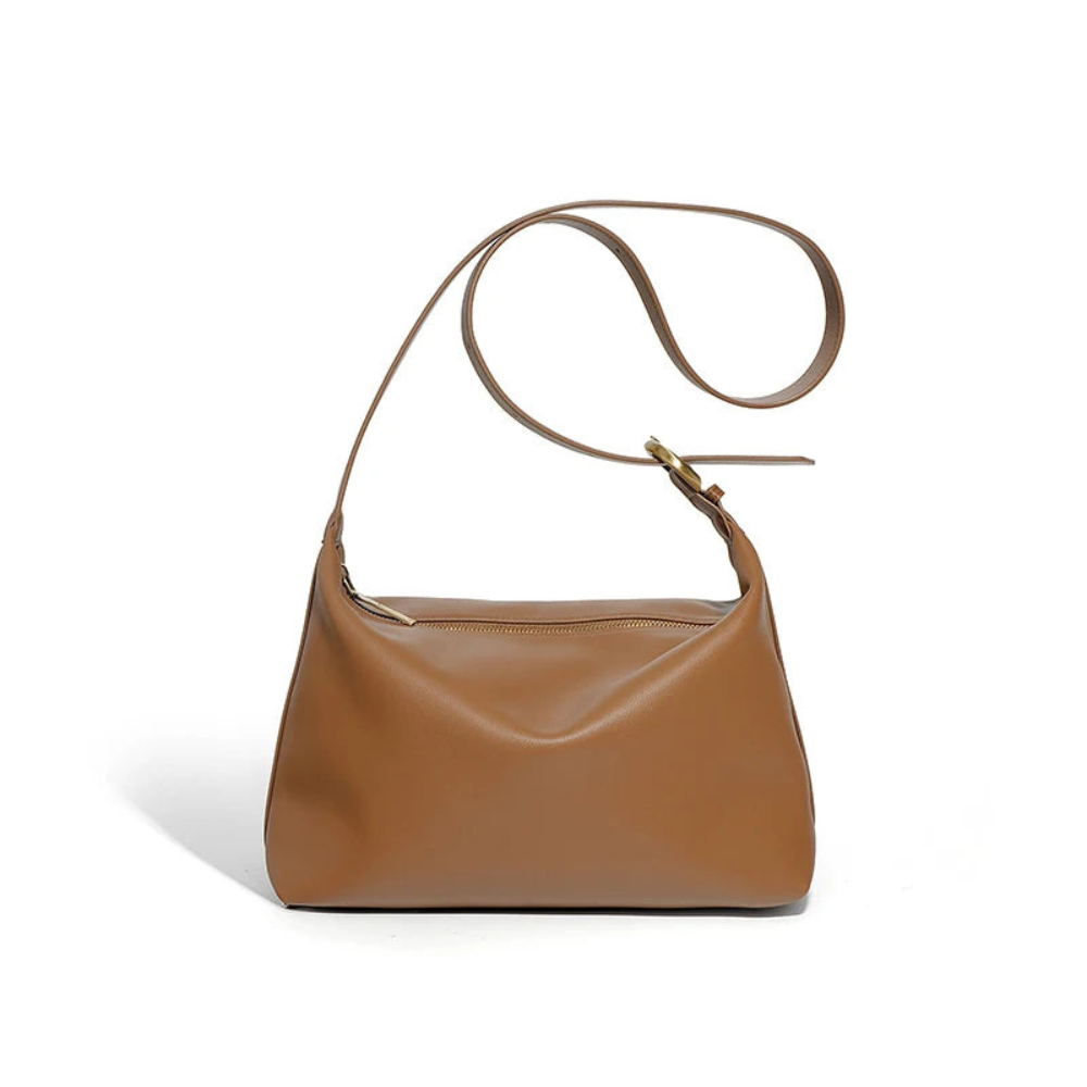 Bolsa feminina média em couro genuíno Caramelo - Sereinna