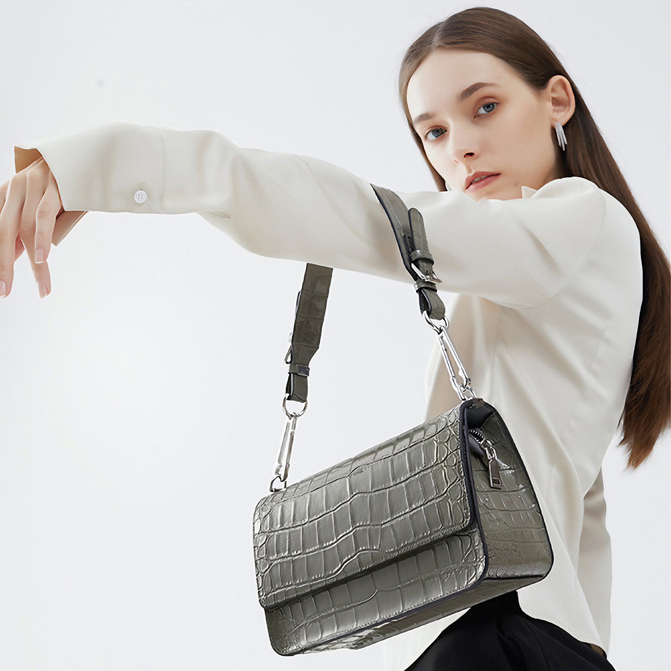 Bolsa feminina pequena em couro genuíno split verde - Sereinna