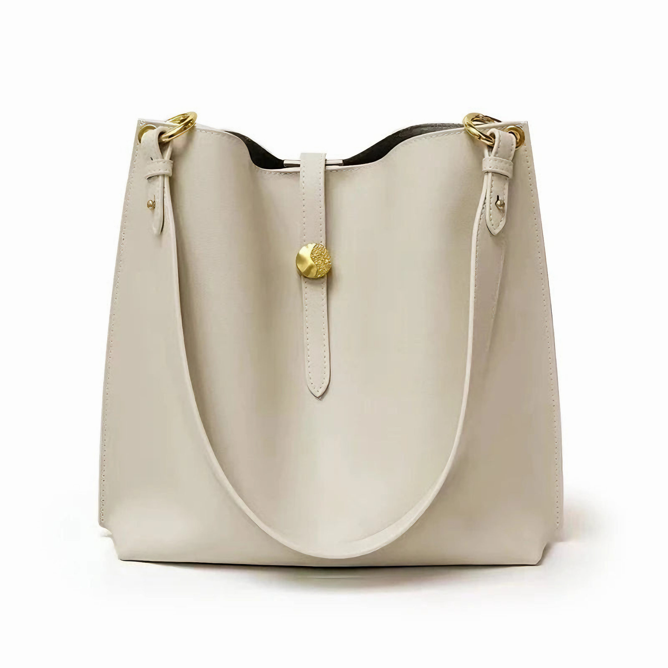 Bolsa feminina média em couro genuíno branca com nécessaire - Sereinna