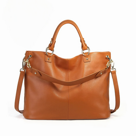 Bolsa Feminina Grande em Couro Genuíno Caramelo - Sereinna