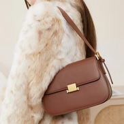 Bolsa feminina pequena em couro genuíno split marrom - Sereinna