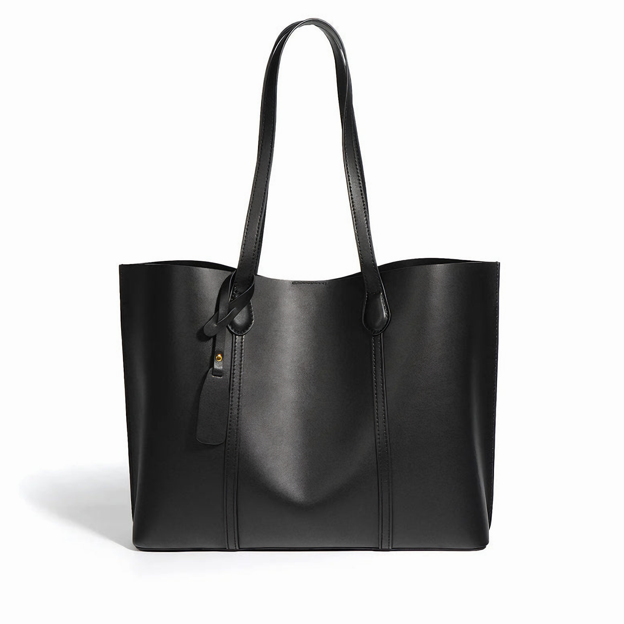 Bolsa feminina grande em couro genuíno preta - Sereinna