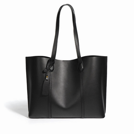 Bolsa feminina grande em couro genuíno preta - Sereinna