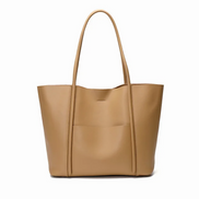 Bolsa Feminina Grande em Couro Genuino Marrom com Organizador Interno - Sereinna