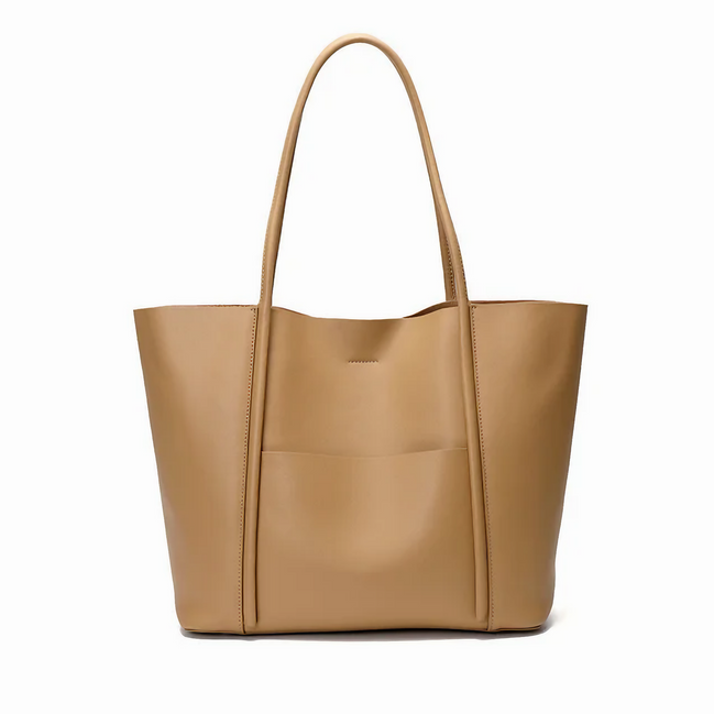 Bolsa Feminina Grande em Couro Genuino Marrom com Organizador Interno - Sereinna