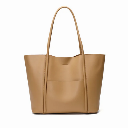 Bolsa Feminina Grande em Couro Genuino Marrom com Organizador Interno - Sereinna
