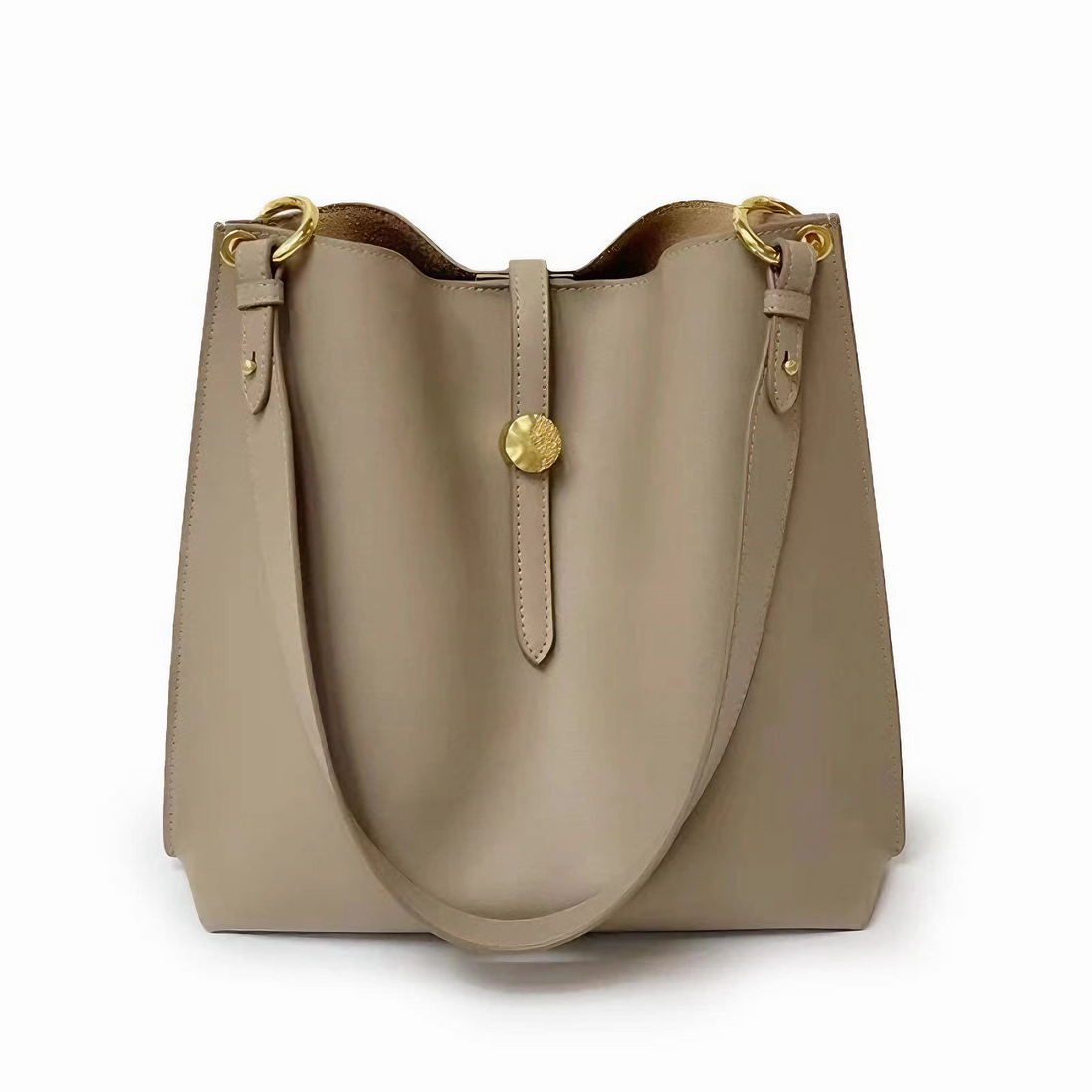 Bolsa feminina média em couro genuíno damasco com nécessaire - Sereinna
