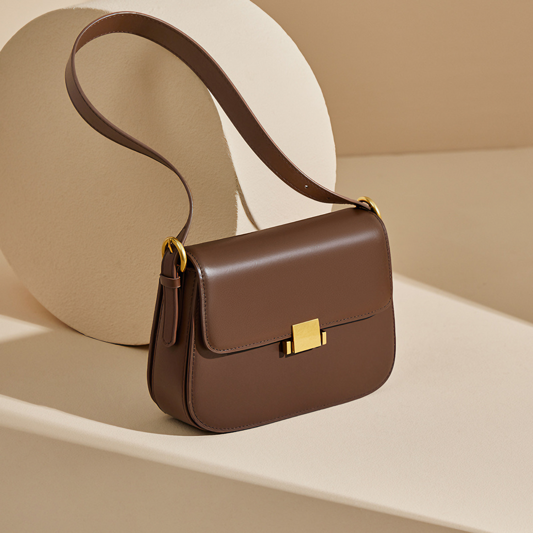 Bolsa feminina pequena em couro genuíno split marrom - Sereinna