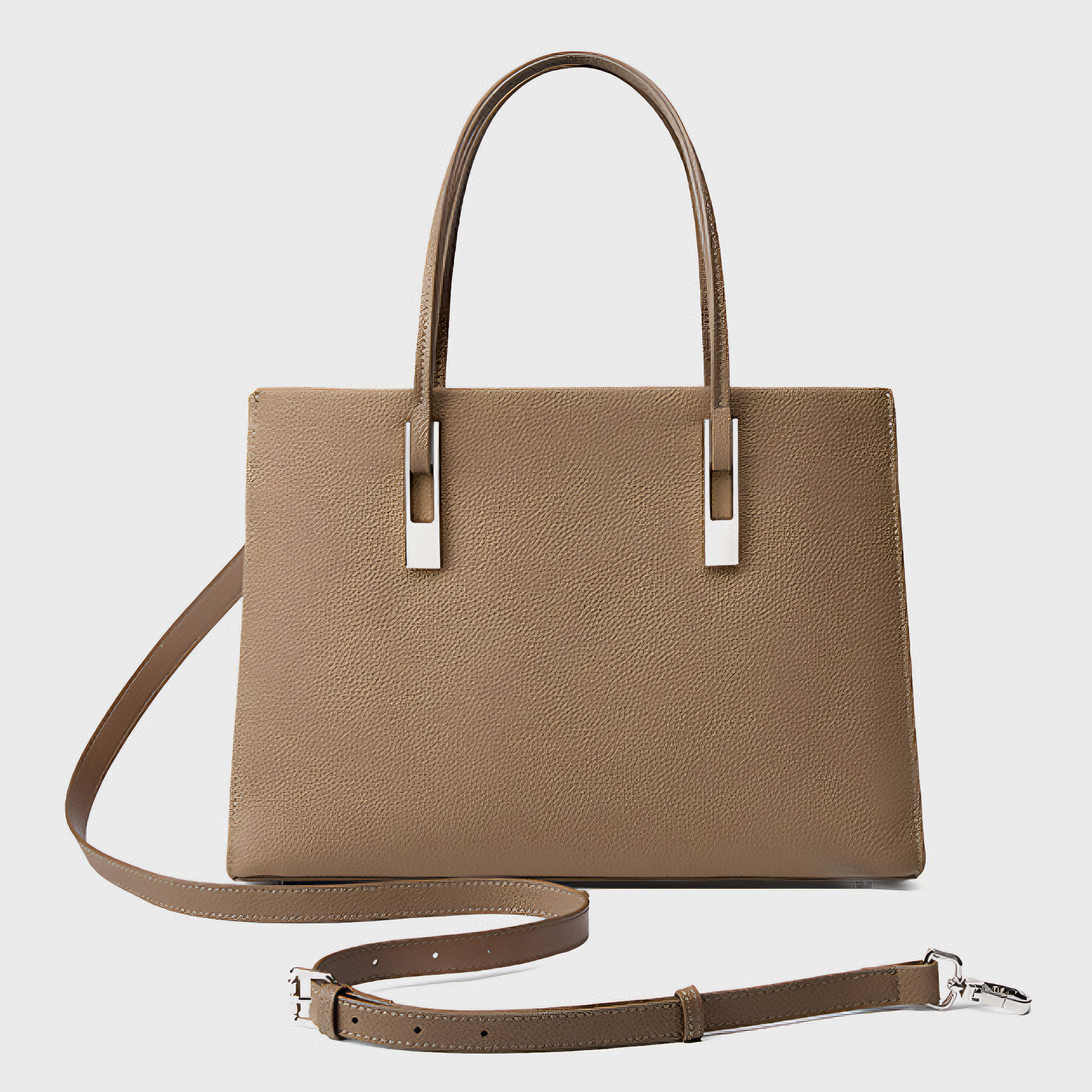 Bolsa feminina grande em couro genuíno cinza - Sereinna