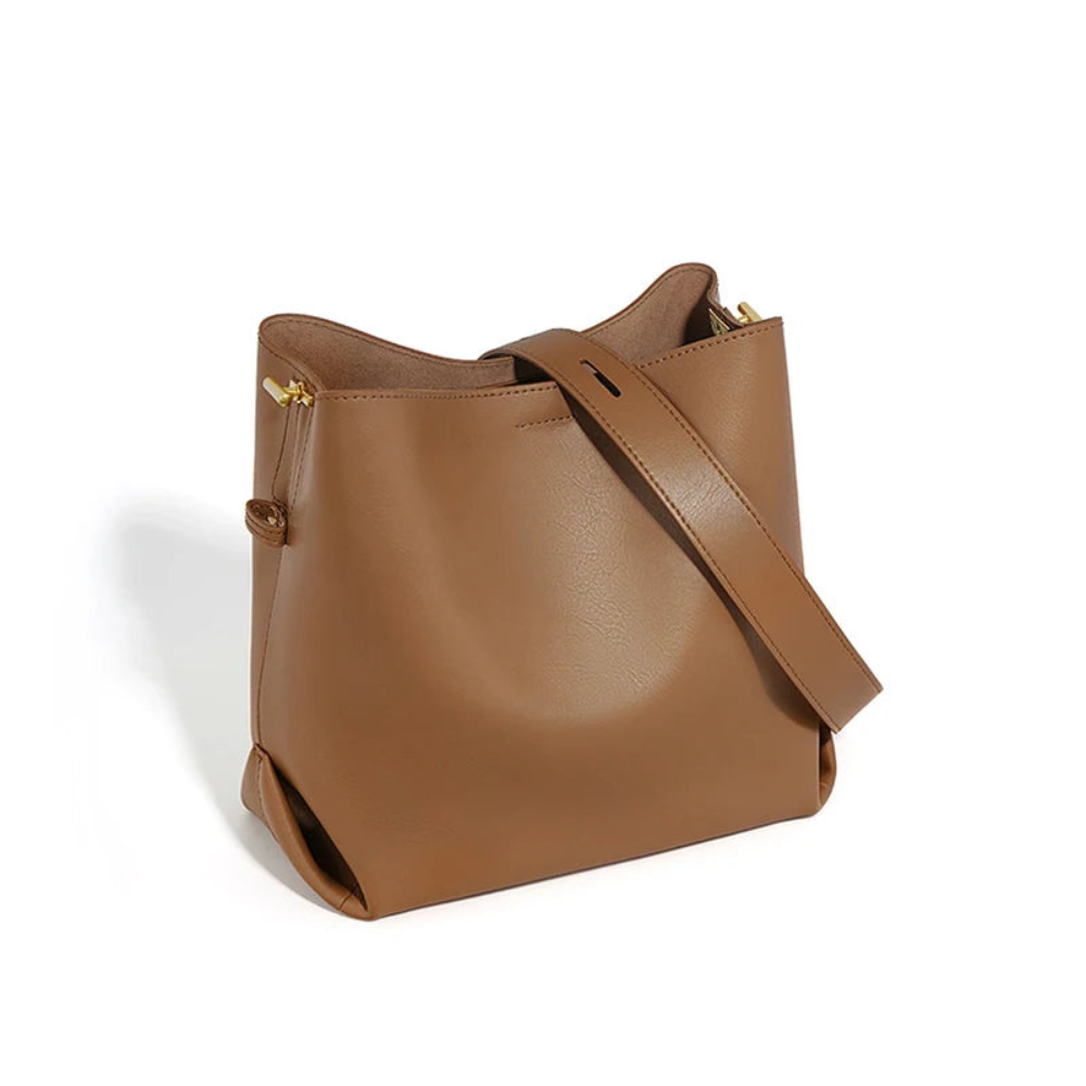 Bolsa feminina média em couro genuíno marrom - Sereinna