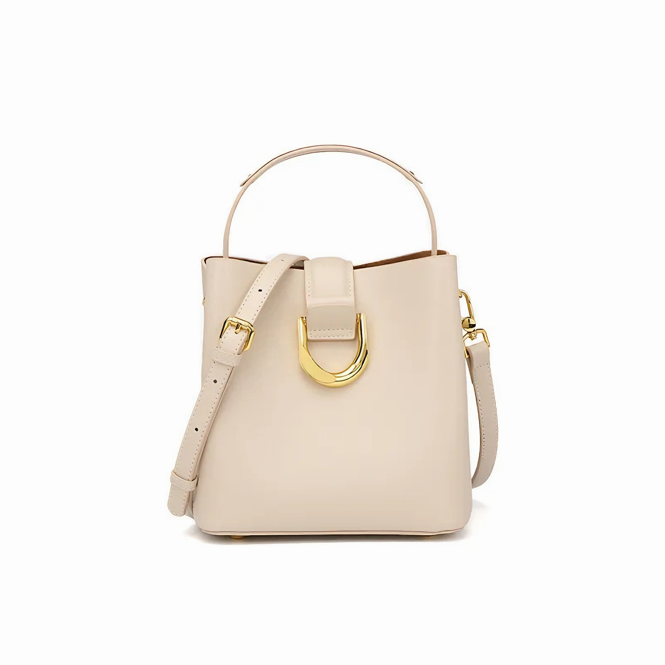 Bolsa feminina pequena em couro genuíno bege - Sereinna