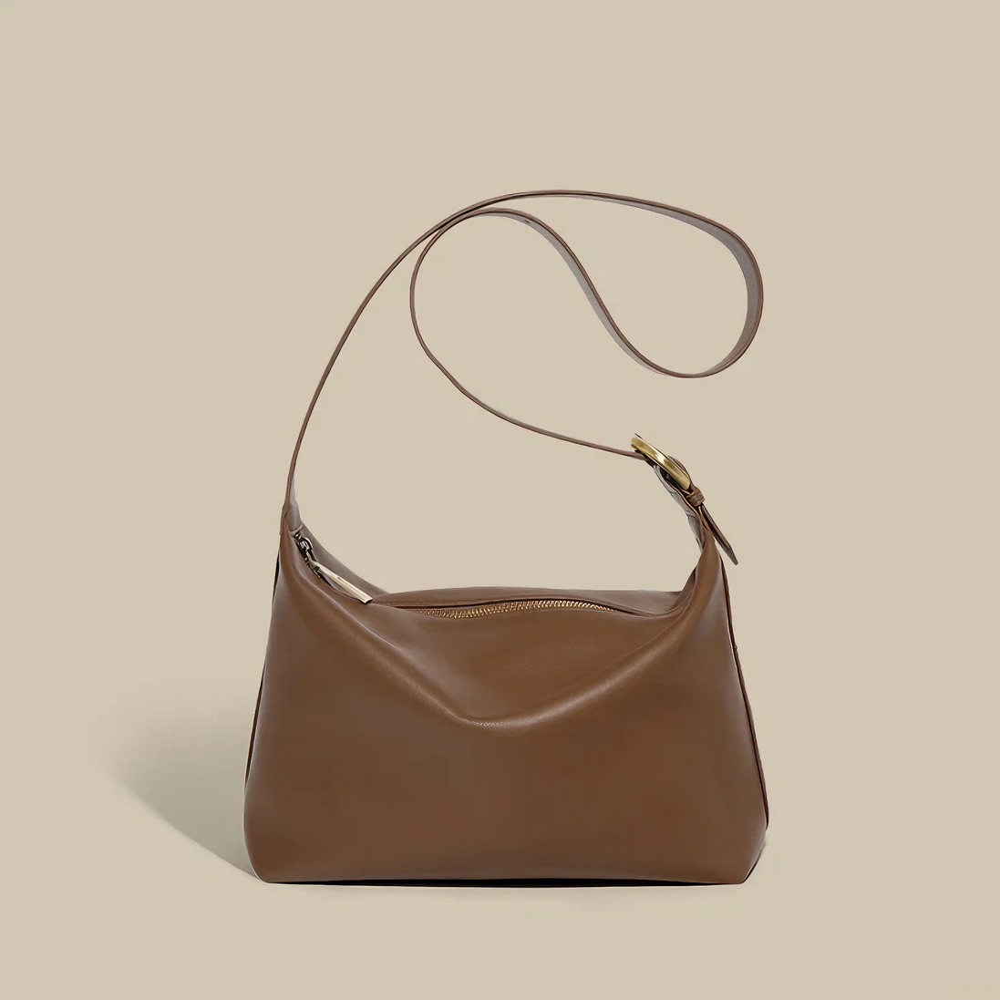 Bolsa feminina média em couro genuíno marrom - Sereinna