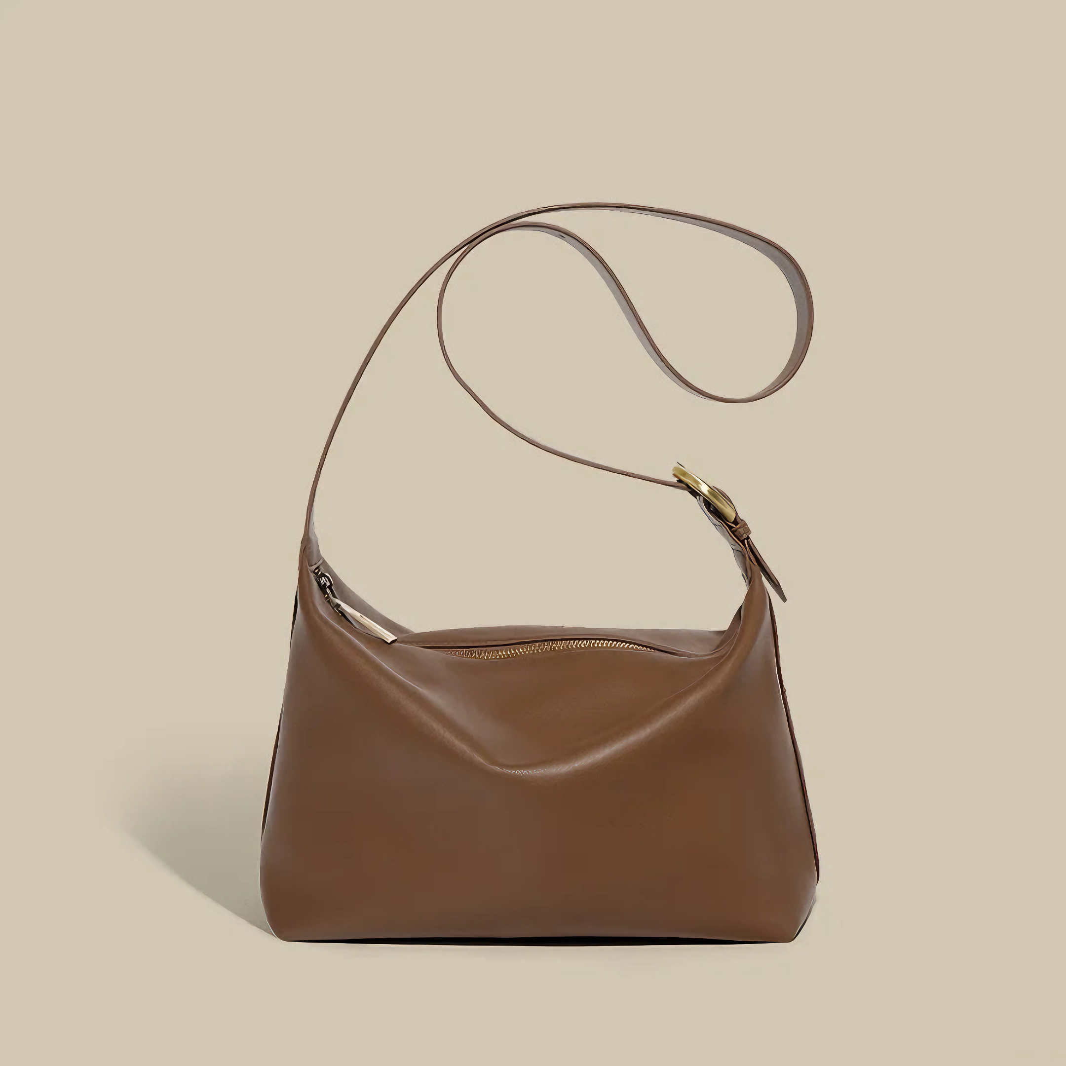 Bolsa feminina média em couro genuíno marrom - Sereinna