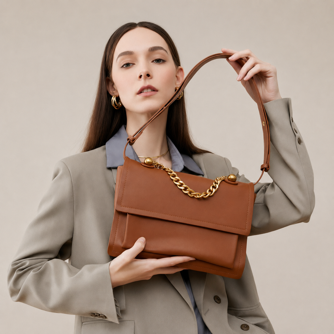 Pelle Shoulder Bag - Genuine Leather