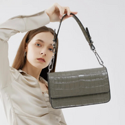 Bolsa feminina pequena em couro genuíno split verde - Sereinna