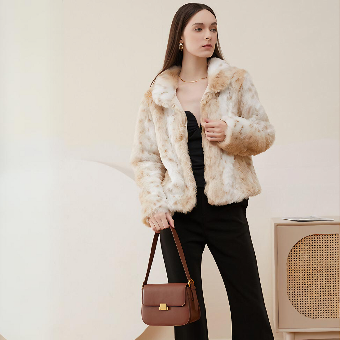 Bolsa feminina pequena em couro genuíno split marrom - Sereinna