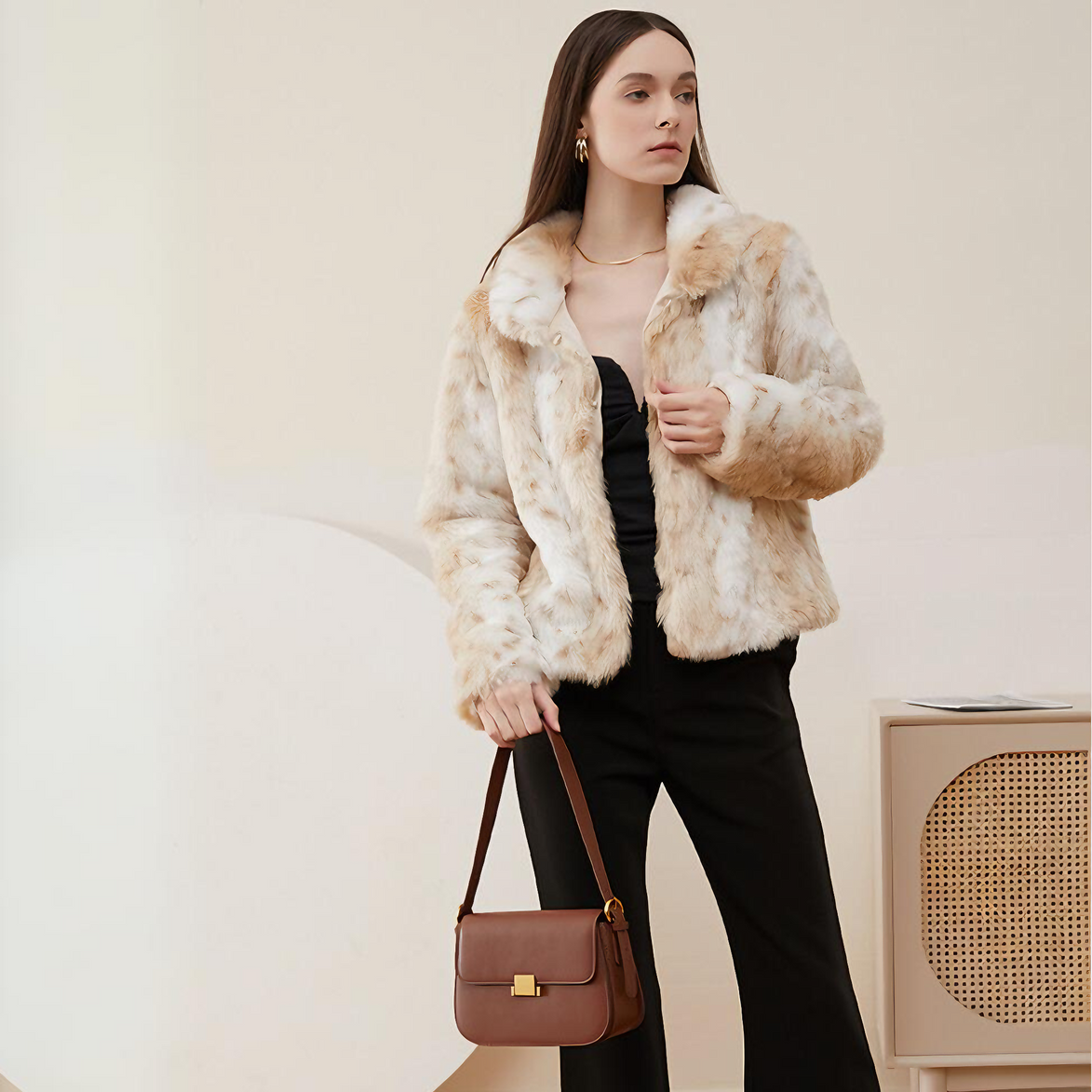 Bolsa feminina pequena em couro genuíno split marrom - Sereinna